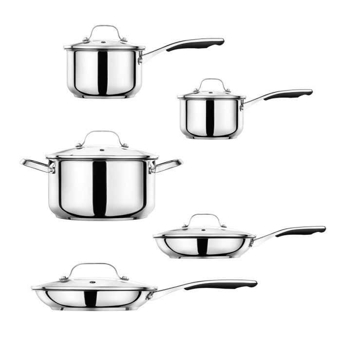 THE ROCK by Starfrit 034820-001-0000 10-Piece Stainless Steel Cookware Set  with Fry Pans 