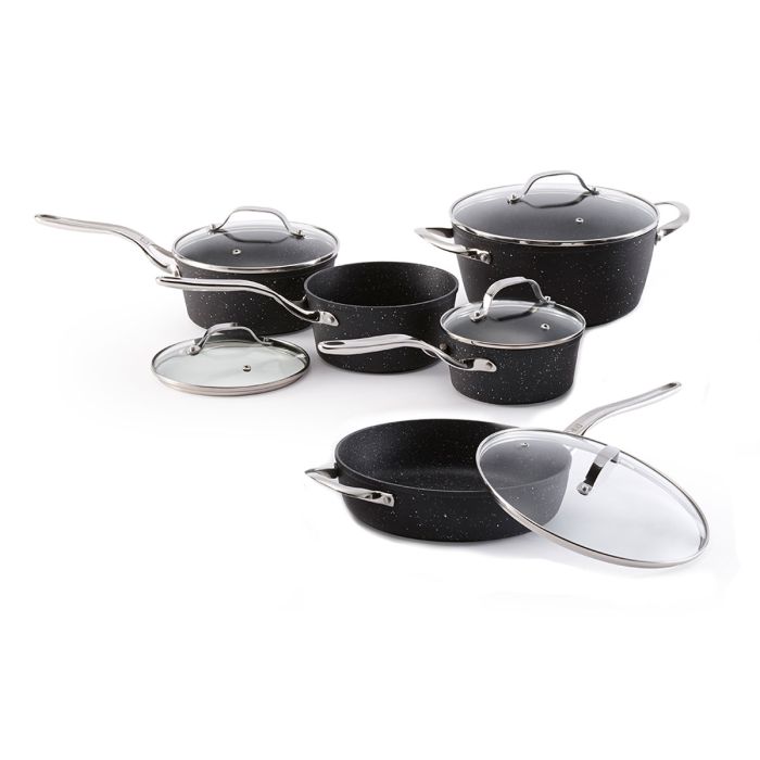 THE ROCK by Starfrit 034820-001-0000 10-Piece Stainless Steel Cookware Set  with Fry Pans 