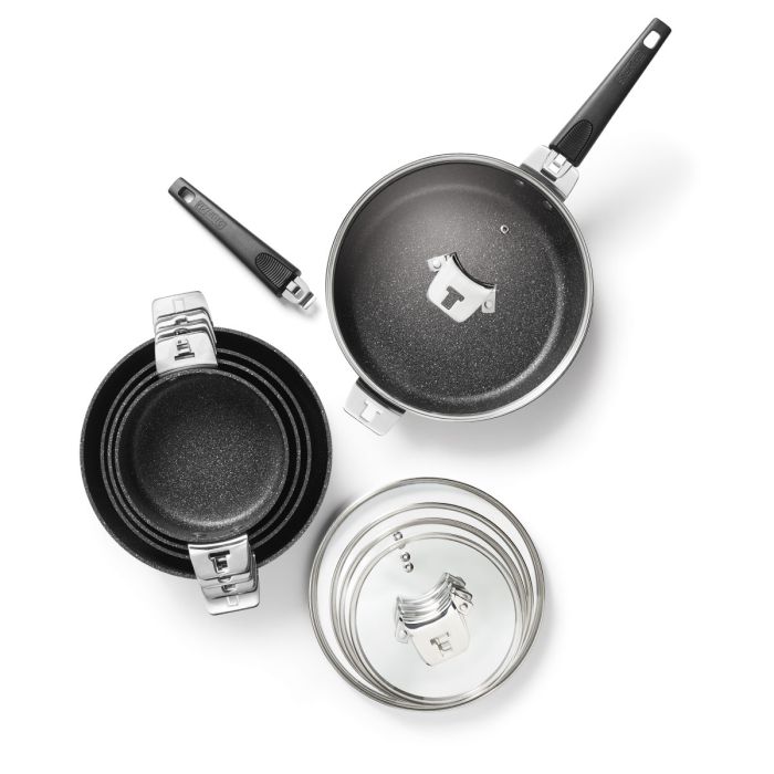 ROCKURWOK Pots and Pans with Removable Handle, Cookware Set 7Pcs
