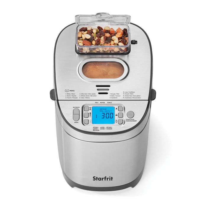 Stainless Steel ABM-270 AROMA® Professional 2 lb Digital Bread Maker Automatic Fruit & Nut Dispenser 17 Preset Functions and 3 Crust Colors 