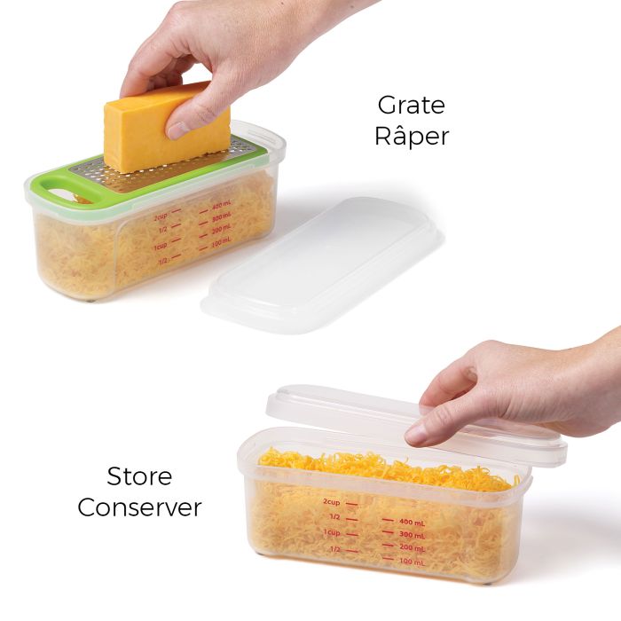 Râpe de cuisine - Râpe à fromage - Râpe à légumes - 2 x Râpes avec boite de  rangement