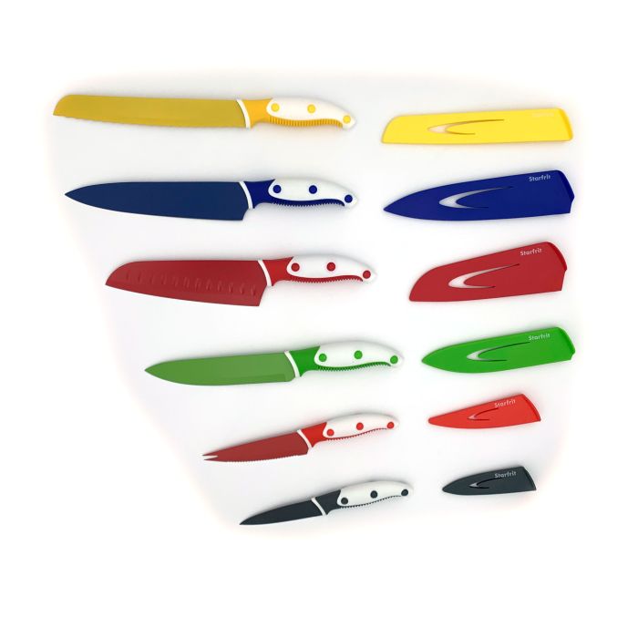 Starfrit Paring Knives Set with Covers 4 4Set Paring Knife 4 x Paring Knife  Cutting Paring Dishwasher Safe Green Red Yellow Blue - Office Depot