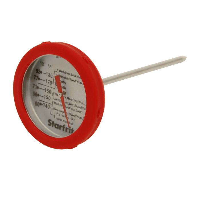 Thermomètre à viande pour le four analogique, lot de 2, thermomètre à sonde  en inox 20 cm, argenté