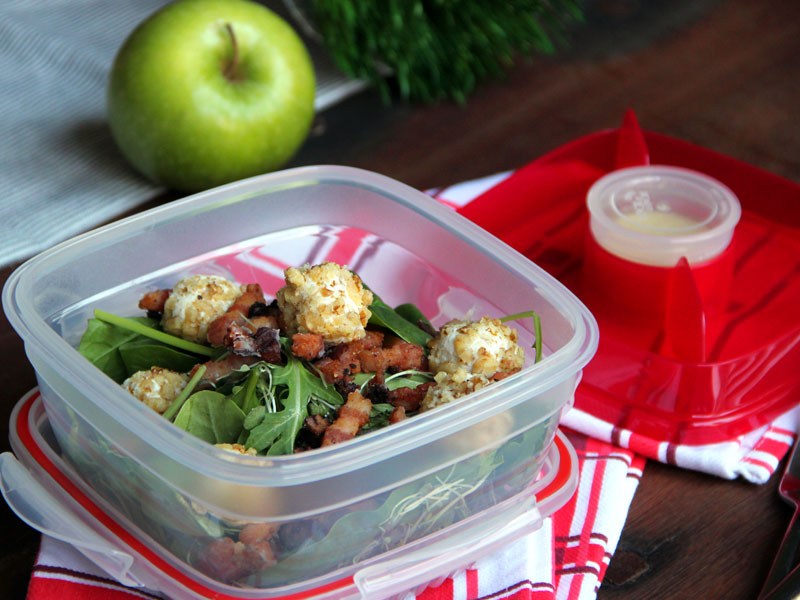 Walnut crusted goat cheese balls & crispy smoked bacon salad